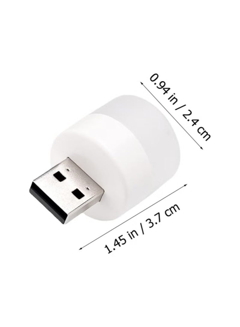وناسة USB محمولة LED ضوء ليلي صغير صغير مستدير مصباح الكمبيوتر المحمول الطاقة الضوء الأبيض مع الاصفر - 2 قطعة - Image 5