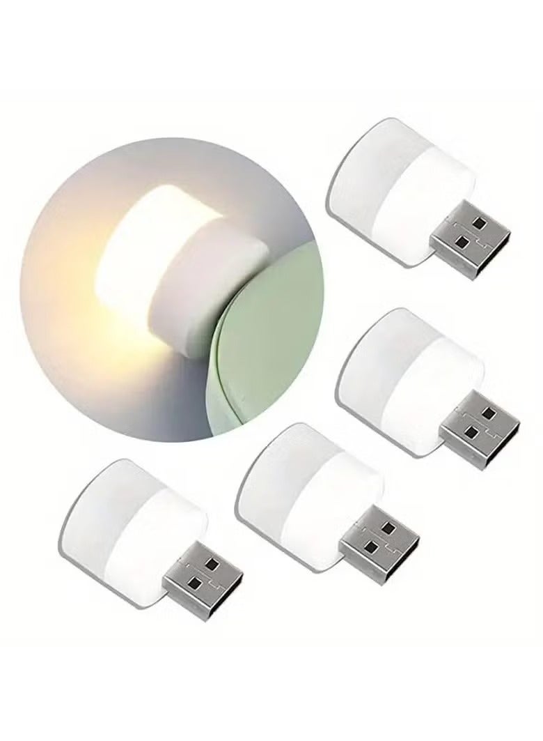 وناسة USB محمولة LED ضوء ليلي صغير صغير مستدير مصباح الكمبيوتر المحمول الطاقة الضوء الأبيض مع الاصفر - 2 قطعة - Image 3