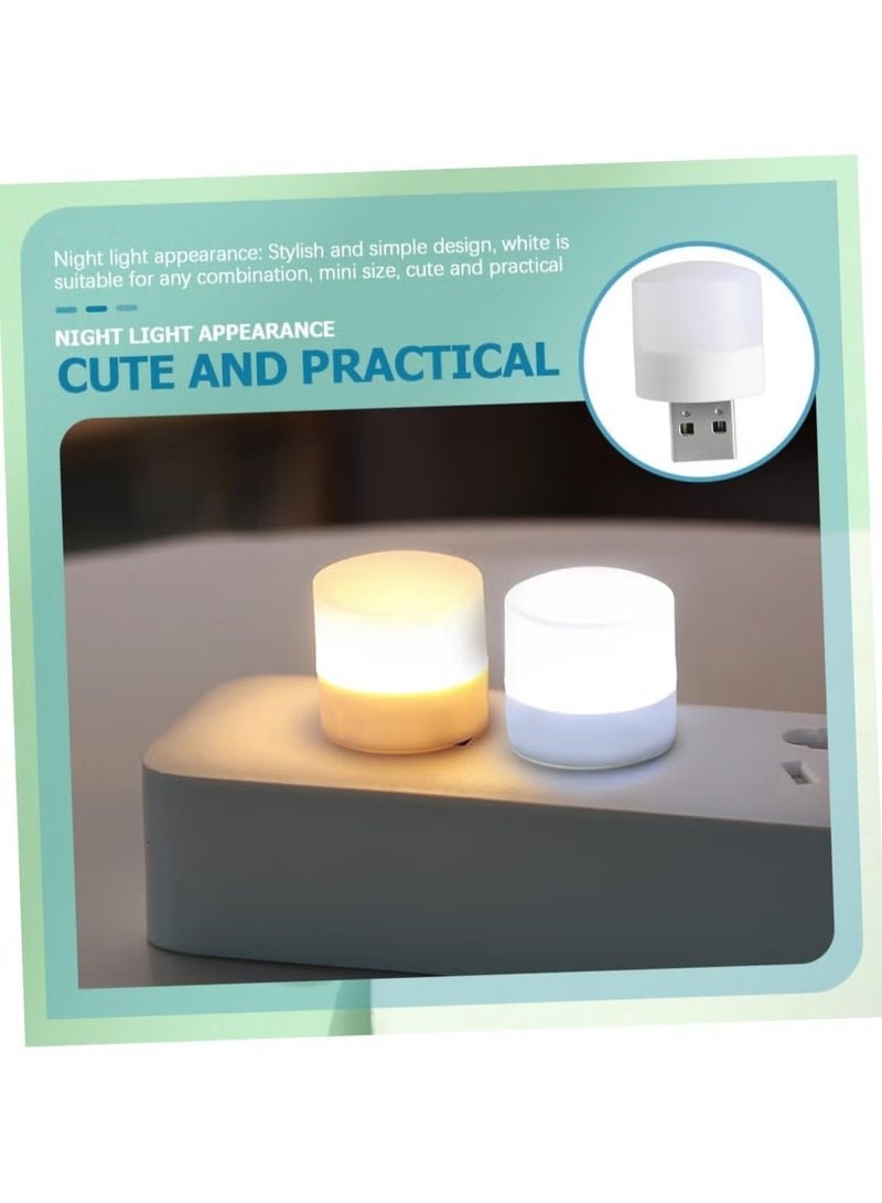 وناسة USB محمولة LED ضوء ليلي صغير صغير مستدير مصباح الكمبيوتر المحمول الطاقة الضوء الأبيض مع الاصفر - 2 قطعة - Image 4