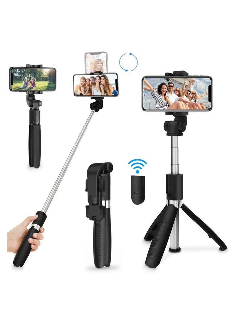 Selfie Stick Tripod with Remote All in One Portable Cell Phone Stand Compatible with iPhone 13 12 11 pro Xs Max Xr X 8 7 6 Plus, Samsung Android Smartphone  - Image 1