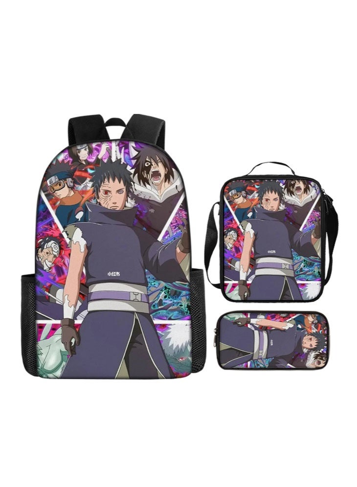 ناروتو على ظهره مقلمة حقيبة ثلاثة قطعة دعوى الرجال والنساء الترفيه الرياضة حقيبة السفر طالب حقيبة المدرسة - Image 1