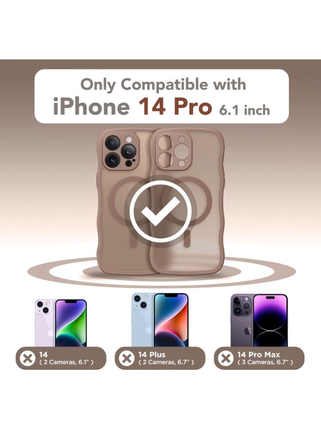 CAPRARO Cute for iPhone 14 Pro Case, Compatible with MagSafe, [Curly Wave Edge] [Full Camera Protection] [14 FT Drop Shockproof Protection] Magnetic Phone Case for 14 Pro 6.1 Inch,Brown  - Image 2