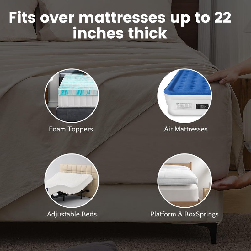 Bedlifes 100% French Linen Sheets Queen Size 18-24â€Extra Deep Pocket 4-Piece Set Breathable & Moisture-Wicking,Soft & Durable Sheets for Thick Mattresses(Linen) - Image 4