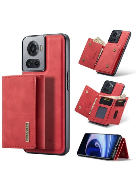 Case Cover For For OnePlus Ace/10R DG.MING M1 Series 3-Fold Multi Card Wallet Phone Case(Red)
