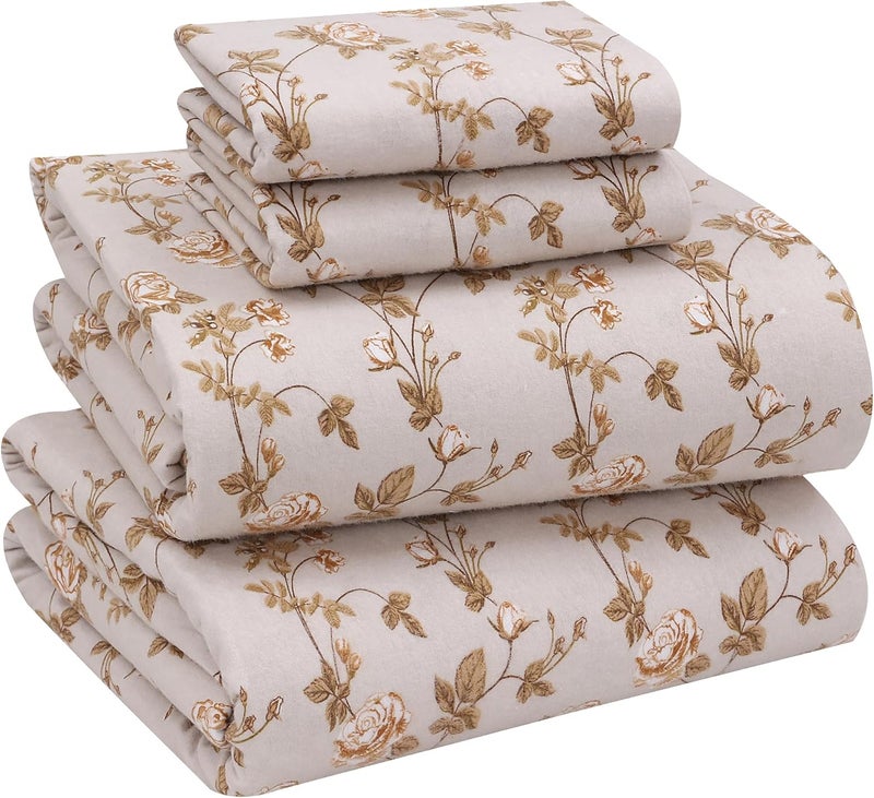 RUVANTI Flannel Sheets Full Size - 100% Cotton Double Brushed Bed Sheets Set, Deep Pockets 16 Inches, All Seasons Breathable & Extra Soft Full Sheets, Warm & Cozy, 4 Piece, Dazzale - Image 1