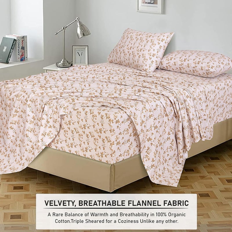 RUVANTI Flannel Sheets Full Size - 100% Cotton Double Brushed Bed Sheets Set, Deep Pockets 16 Inches, All Seasons Breathable & Extra Soft Full Sheets, Warm & Cozy, 4 Piece, Dazzale - Image 4