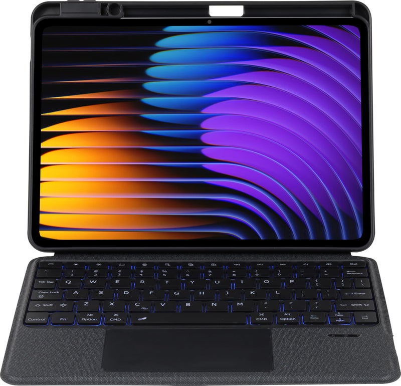 RTSY Kickstand Combo Keyboard case for Xiaomi Mi Pad 8/7/7 Pro (11.2")-2026/2025/2024 with 7-Color Backlit,Multi-Touch Trackpad,Dual Orientation,Magnetic Detachable Bluetooth Keyboard Cover,Pen Holder - Image 4