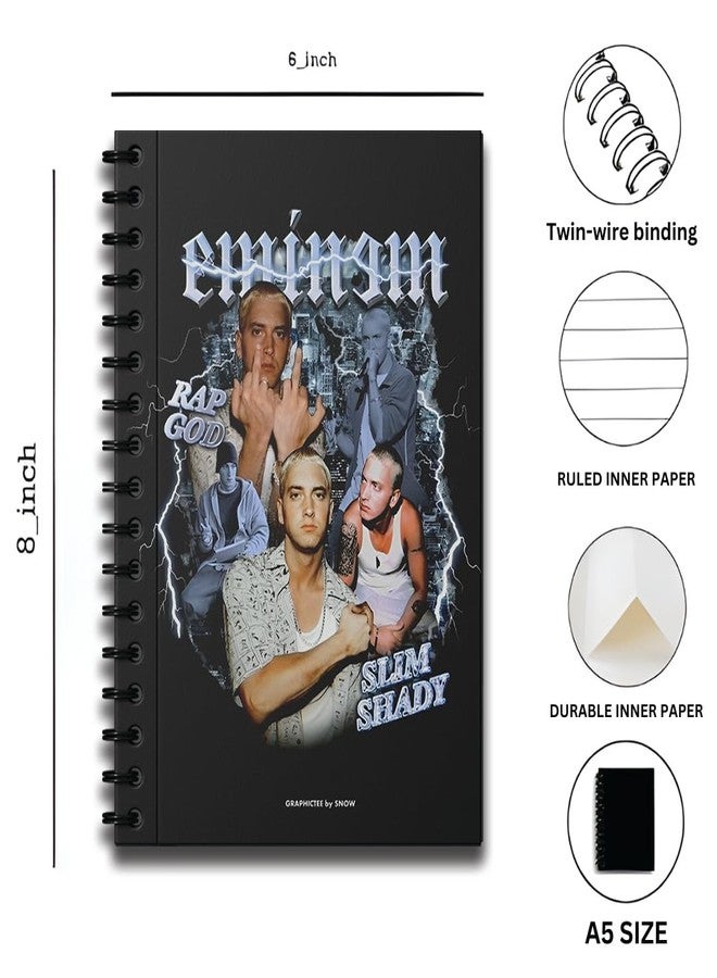 zenithink Eminem Wiro Journal Notebook | 80 gsm Paper With 350GSM Hard Cover | Single Ruled | Pages - 160 | A5 Size | Wiro Binding | Versatile for School, Home & Office | Pro & Student-Friendly | - Image 5