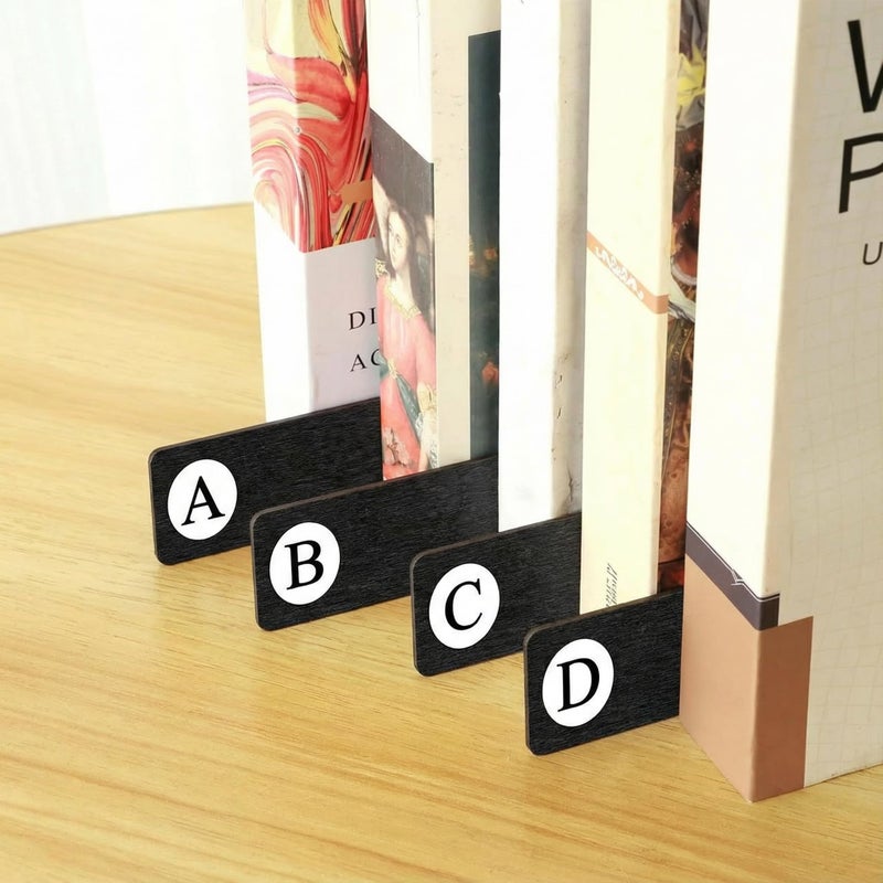 Chivertion 26 Pcs Library Alphabet Book Dividers Wooden Vinyl Record Organizer Separators 26 Alphabetical A-z Dividers Bookshelf Markers for Shelves Cds, Albums, Books (Black) - Image 1