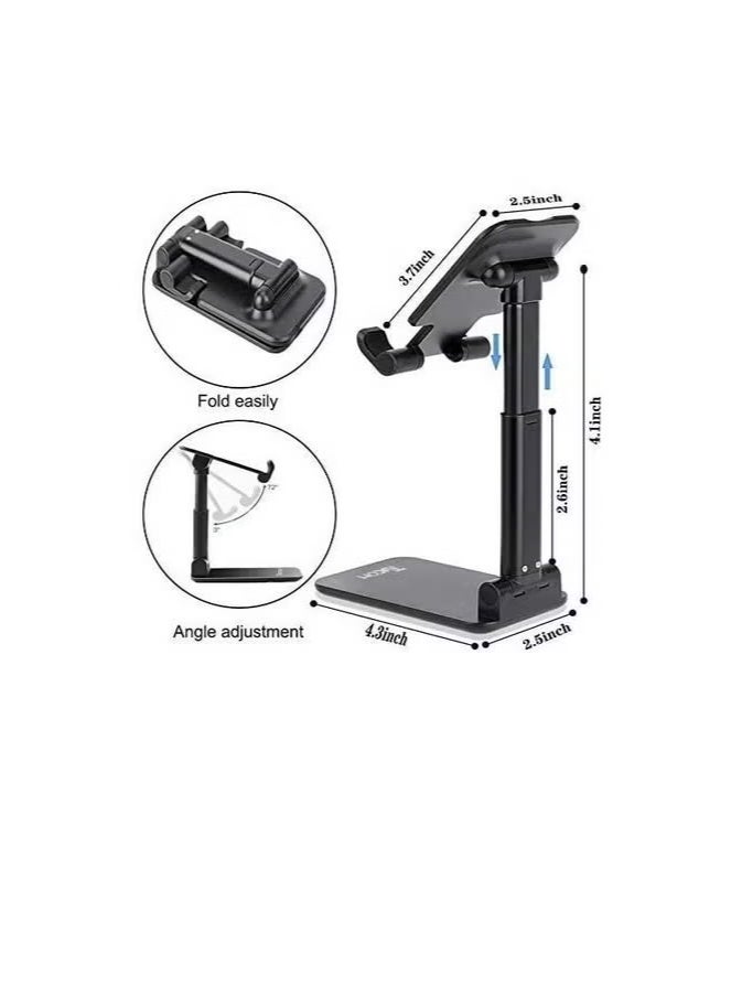 vesus Cell Phone Stand Adjustable Foldable Desktop Tablet Stand Holder | Universal Mobile Phone Stand for Desk | Double Adjustable Phone Holder Compatible with iPhone, Android, iPad, Tablet | Foldable Phone Dock with Anti-Slip Base - Image 2