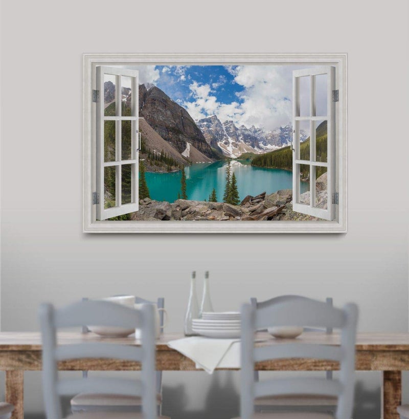 Renditions Gallery Nature Canvas Wall Art Paintings & Prints Artwork Serene Snow Mountain Valley Modern Glam Window View Romantic Wall Hanging for Bedroom Office Kitchen - 18"x27" LT21 - Image 5