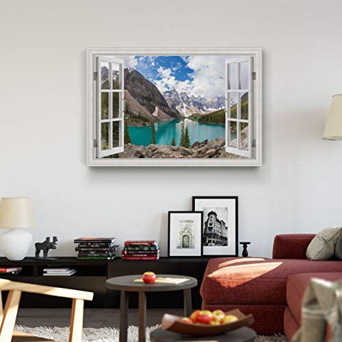 Renditions Gallery Nature Canvas Wall Art Paintings & Prints Artwork Serene Snow Mountain Valley Modern Glam Window View Romantic Wall Hanging for Bedroom Office Kitchen - 18"x27" LT21 - Image 4