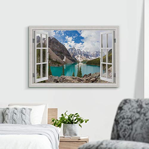 Renditions Gallery Nature Canvas Wall Art Paintings & Prints Artwork Serene Snow Mountain Valley Modern Glam Window View Romantic Wall Hanging for Bedroom Office Kitchen - 18"x27" LT21 - Image 3