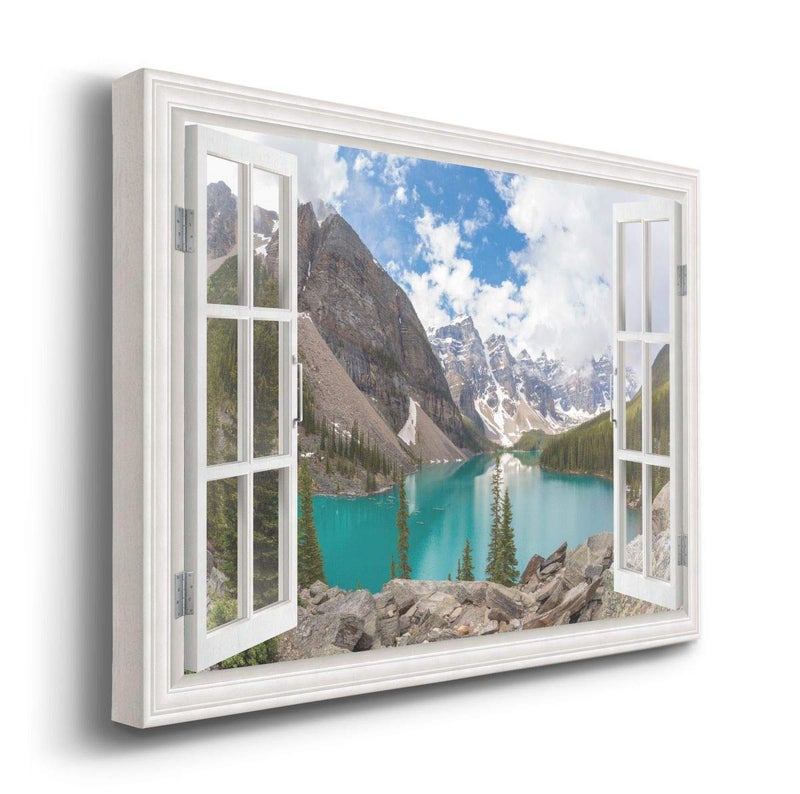 Renditions Gallery Nature Canvas Wall Art Paintings & Prints Artwork Serene Snow Mountain Valley Modern Glam Window View Romantic Wall Hanging for Bedroom Office Kitchen - 18"x27" LT21 - Image 2