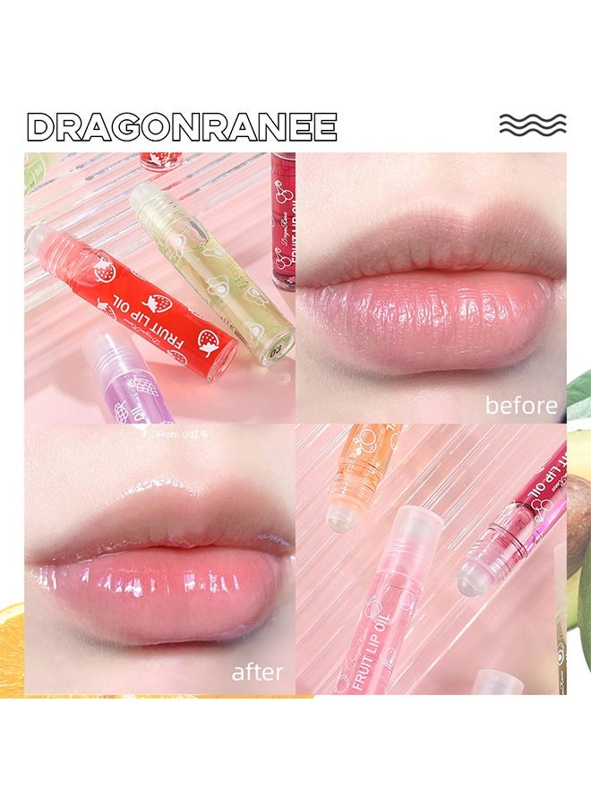 راني دراجون مجموعة مكونة من 4 قطع من زيت الشفاه بكُرات قابلة للفرك بنكهات الفواكه، بلسم شفاه مرطب طويل الأمد، ملمع شفاه قابل للفرك، ملمع شفاه لامع بنكهات الفواكه لجميع الأعمار، ملمع شفاه شفاف - Image 4