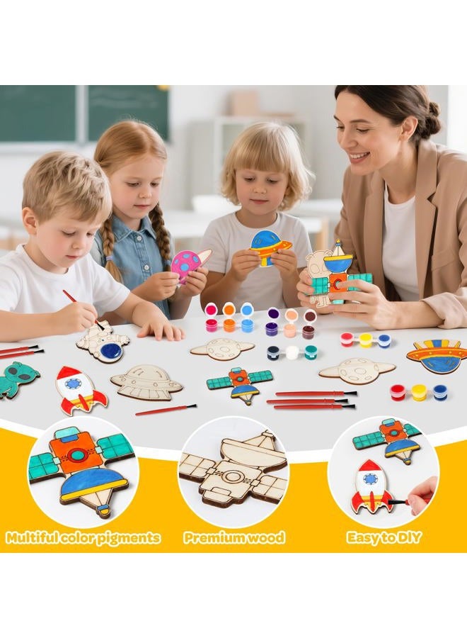 Letapapa 24Pack Valentines Day Space Coloring Wooden Board With Cards for School,Valnetine Day Party Favors for Boys and Girls - Image 4