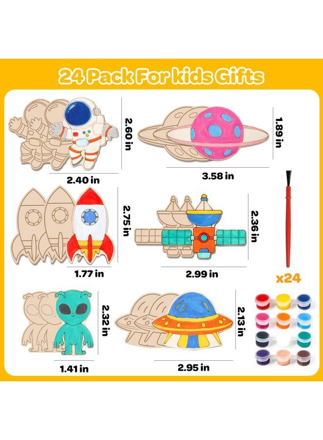 Letapapa 24Pack Valentines Day Space Coloring Wooden Board With Cards for School,Valnetine Day Party Favors for Boys and Girls - Image 3