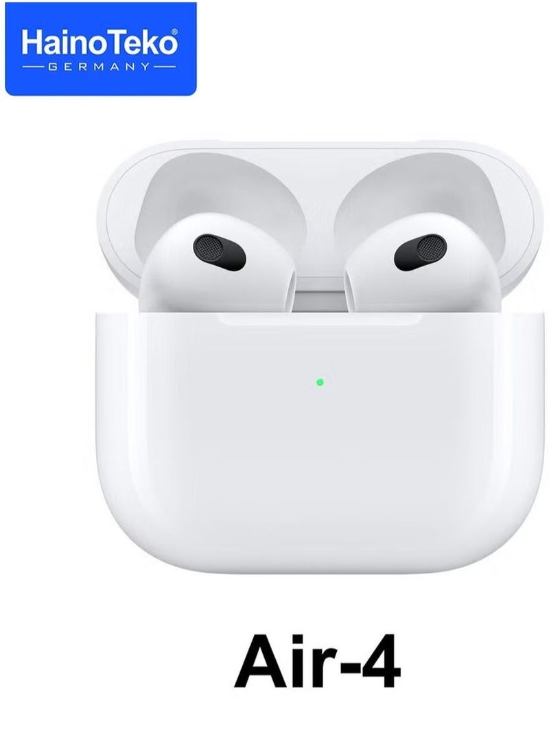 Haino Teko Air4 Wireless Bluetooth Earphone with High Bass Sound Quality and Multifunctional Touch Control – Compatible with Android Phones, Sleek Design, Long Battery Life, Comfortable Fit, Perfect for Music, Calls, and Sports (White) - Image 2