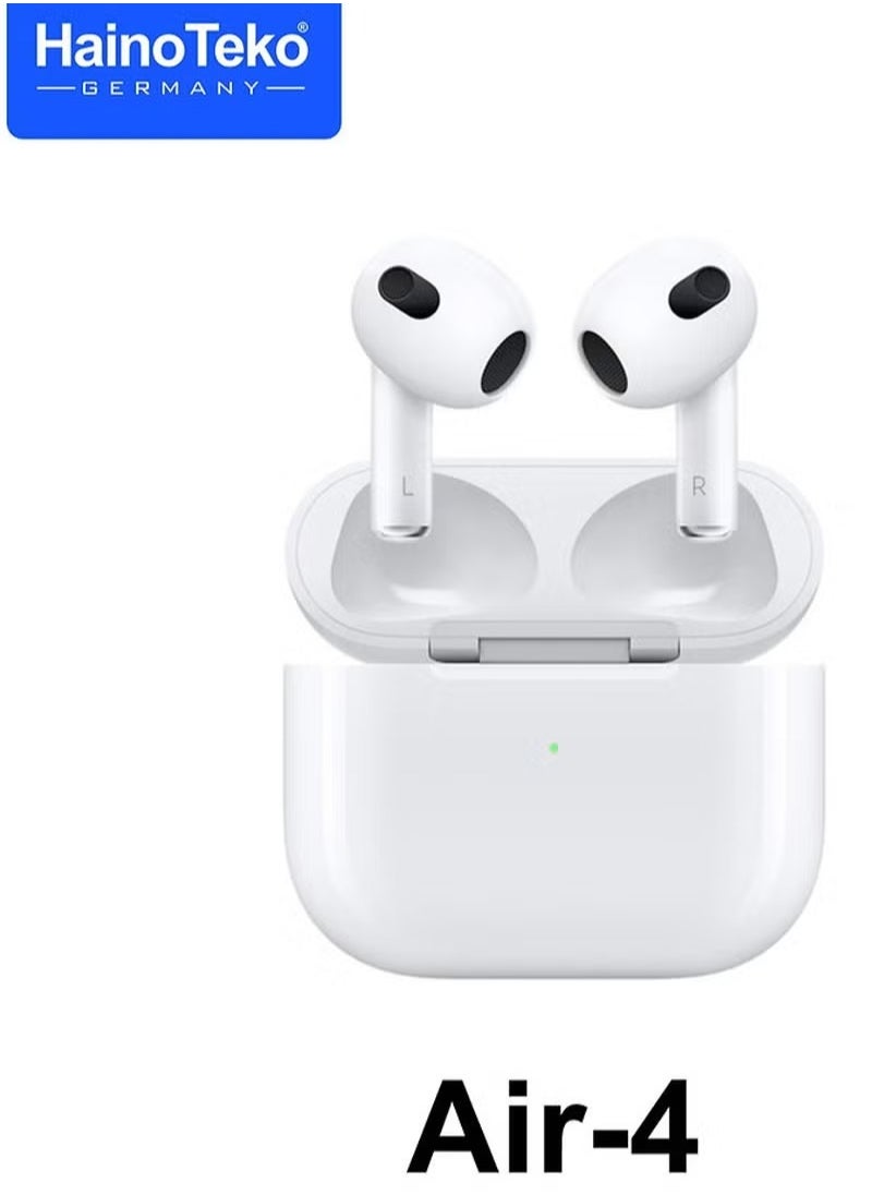 Haino Teko Air4 Wireless Bluetooth Earphone with High Bass Sound Quality and Multifunctional Touch Control – Compatible with Android Phones, Sleek Design, Long Battery Life, Comfortable Fit, Perfect for Music, Calls, and Sports (White) - Image 1