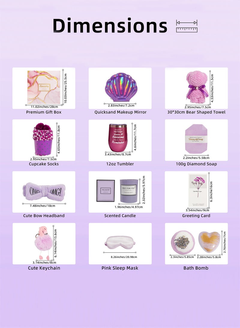 Arabest Girls Gifts Basket,Purple Spa Set with 12oz Egg Cup, Fluffy Towel, Lavender Bath Bomb, Gem Soap, Keychain + Cake Socks - Cute Eid Gifts for Teenagers Women (Halal Certified) - Image 2