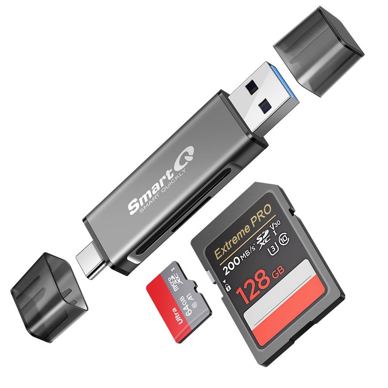 SmartQ C350 USB C sd card reader and USB 3.0 Super Speed Memory Card adapter for MicroSDXC and SDHC Card, SD, SDXC, SDHC, SD Cards, Works for Windows, Mac OS X, Android Devices, OTG Adapter - Image 1