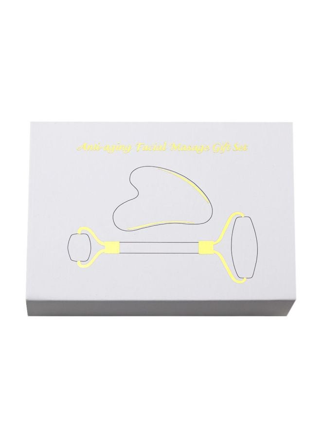 Loquat 2-Piece Quartz Roller Face Massager Set Pink/Gold - Image 4