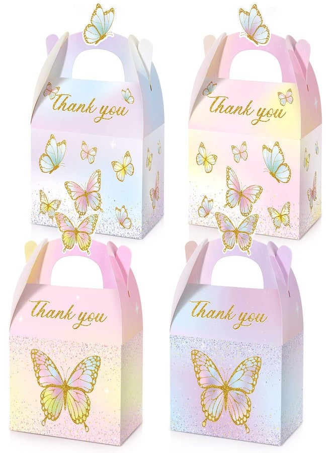 Nezyo Butterfly Party Favor Treat Boxes, Pink and Purple Butterfly Floral Goodie Gable Candy Box Paper Gift Box for Birthday Party Supplies Baby Shower Wedding Party(24 Pcs, Vivid Style) - Image 1