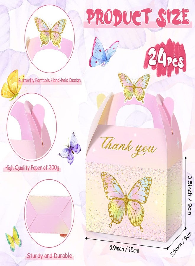 Nezyo Butterfly Party Favor Treat Boxes, Pink and Purple Butterfly Floral Goodie Gable Candy Box Paper Gift Box for Birthday Party Supplies Baby Shower Wedding Party(24 Pcs, Vivid Style) - Image 2