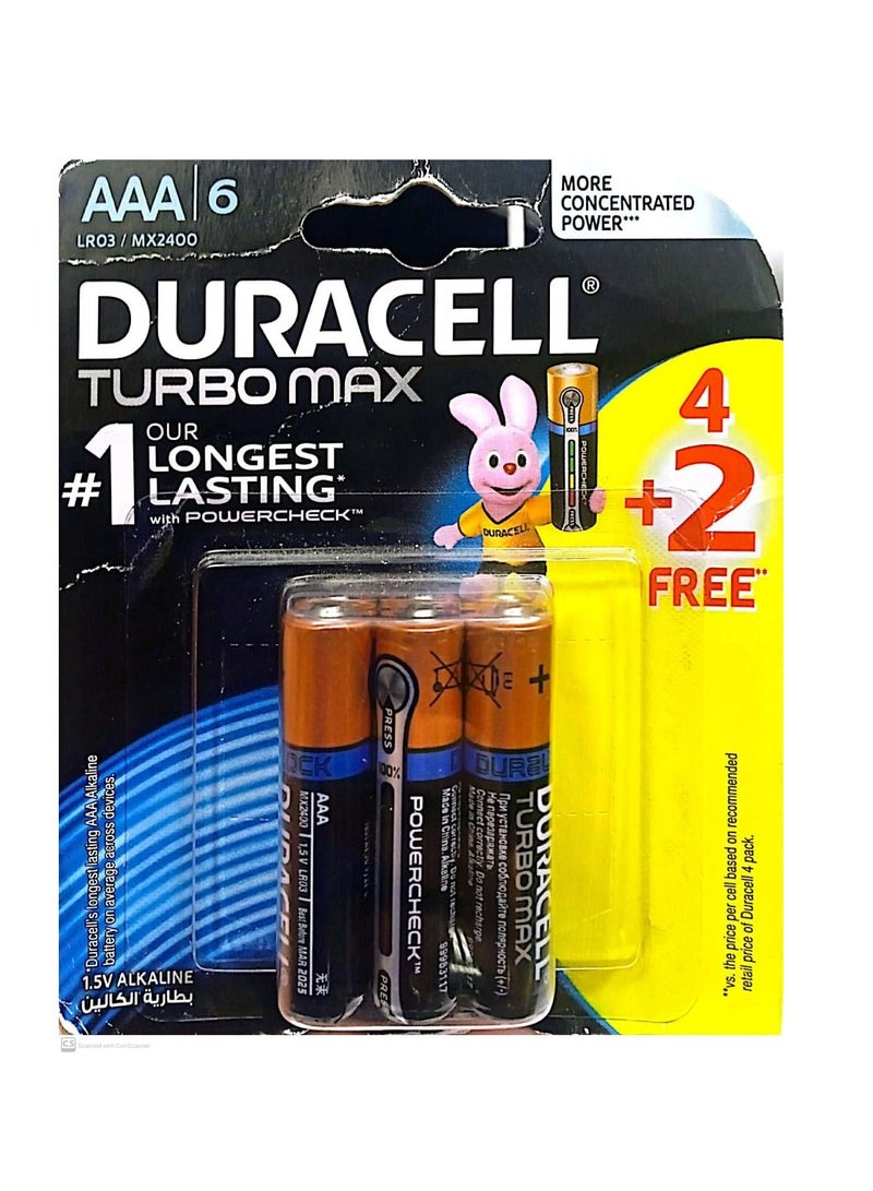 Duracell Pack Of 6 AAA Duracell Turbo Max - Image 2