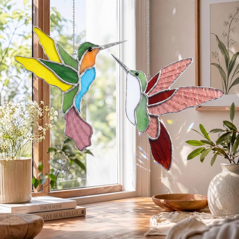 LemonRoad 2 Sets Unfinished Pre Cut Stained Glass Kits for Adult DIY Stained Glass Craft with Solder Wire, Flux Brush for Home Birthday Party Decor (Cute Hummingbird) - Image 4