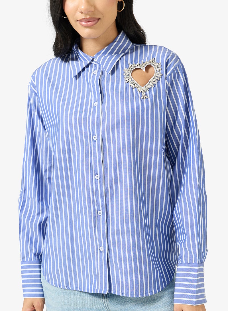 ONLY Heart Emblished Long Sleeve Shirt - Image 3
