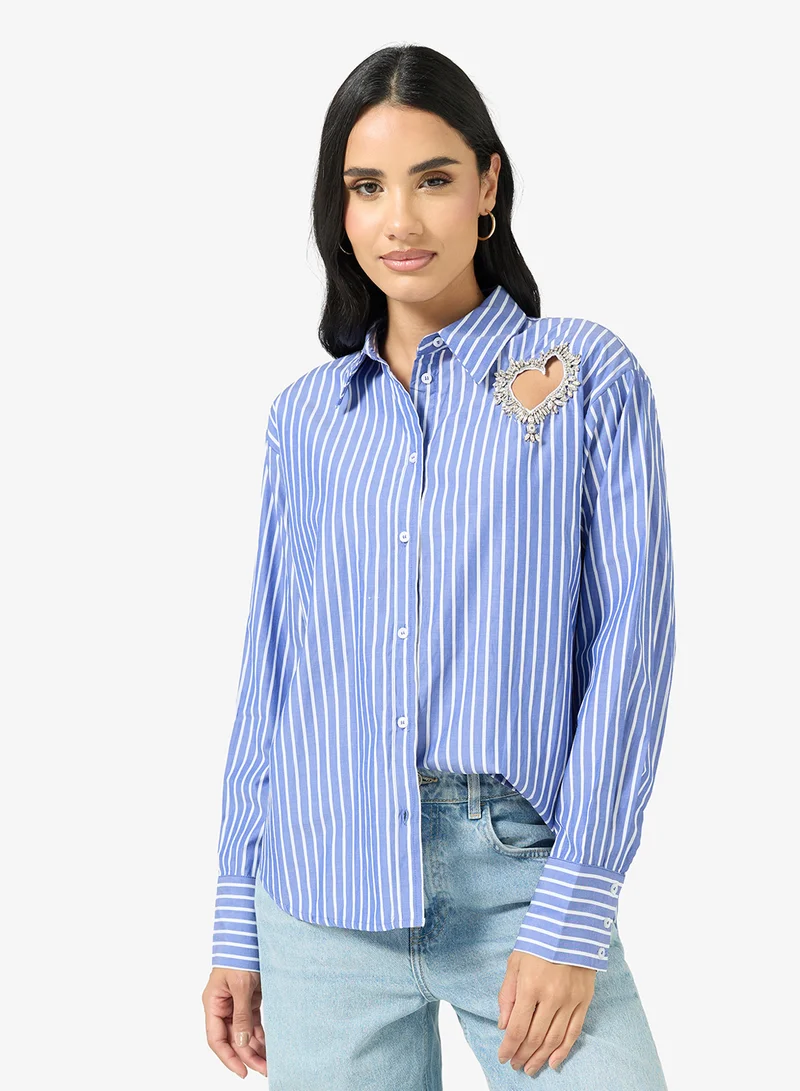 اونلي Heart Emblished Long Sleeve Shirt