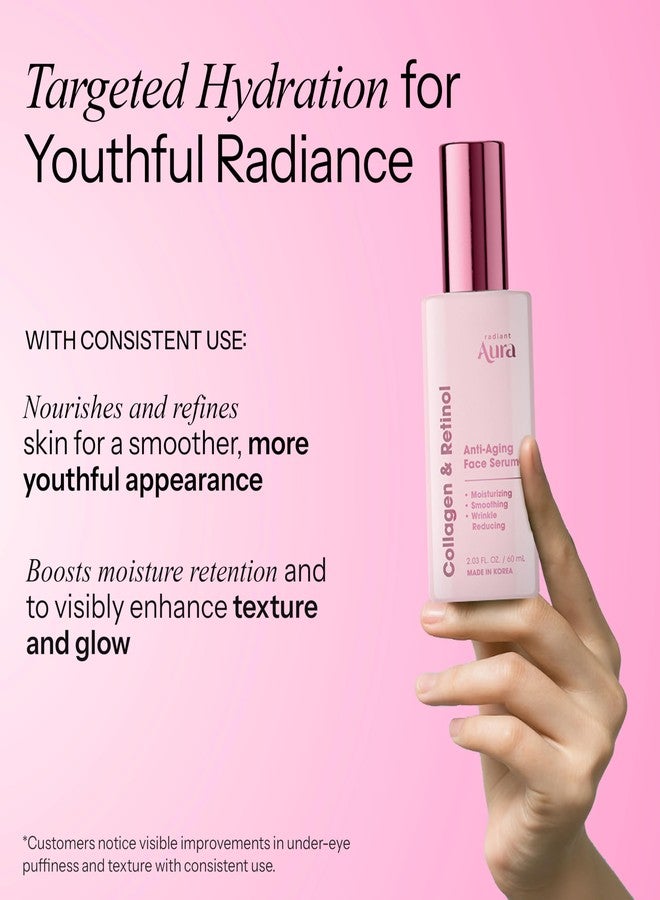 Radiant Aura Collagen & Retinol Face Serum - Dermatologist Tested Korean Anti-Aging Solution for Wrinkles & Dark Spots - Premium Skin Repair Formula for Deep Hydration & Rejuvenation - 2 fl oz - Image 3