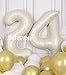 SUWEN 40 Inch Large Cream White 24 Number Balloons Big Foil Helium Number Balloons 09 Jumbo Happy 24th Mylar Birthday Party Decorations for Women or Men 42 Anniversary Party Supplies - Image 4