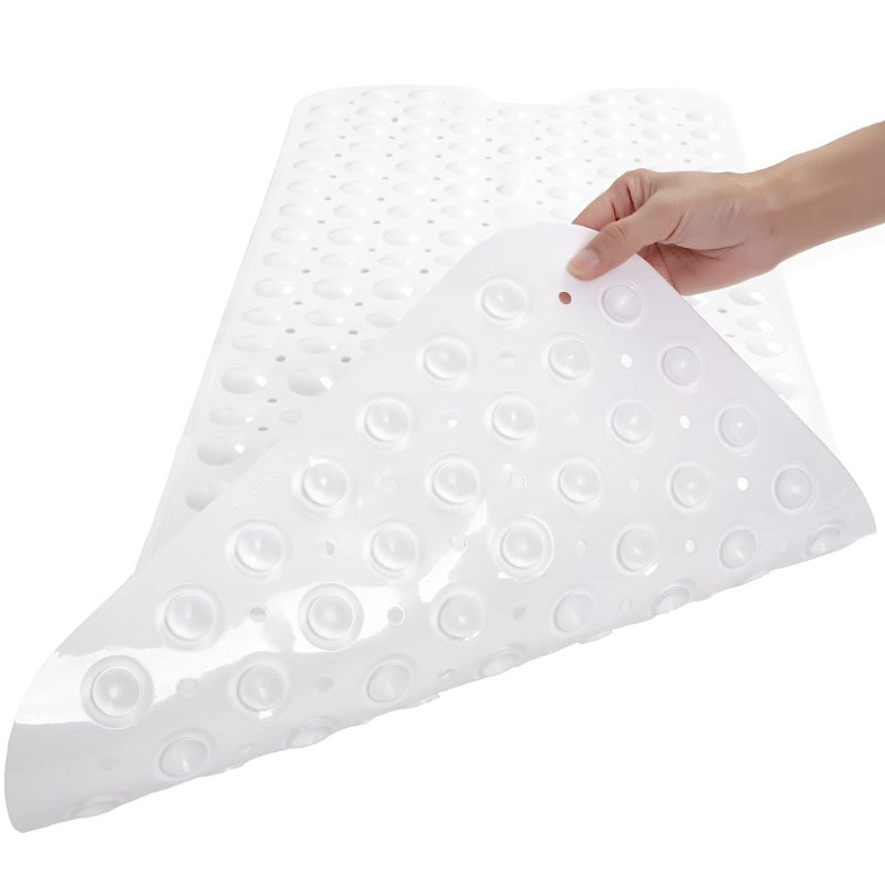 Linoows Bathtub and Shower Mats, Extra Long Non-Slip Bath Tub Mat 39 x 16 Inch, Machine Washable Bathmat with Suction Cups & Drain Holes for Bathroom Floor, White - Image 2