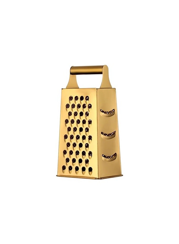 erorex Large Stainless Steel 4 Sides Grater Slicer with Handle, Multifunctional Cutter Planing for Ginger, Garlic, Cucumbers, Carrots, Cheese, Potato, Ergonomic Design Kitchen Gadgets Accessories Gold - Image 1