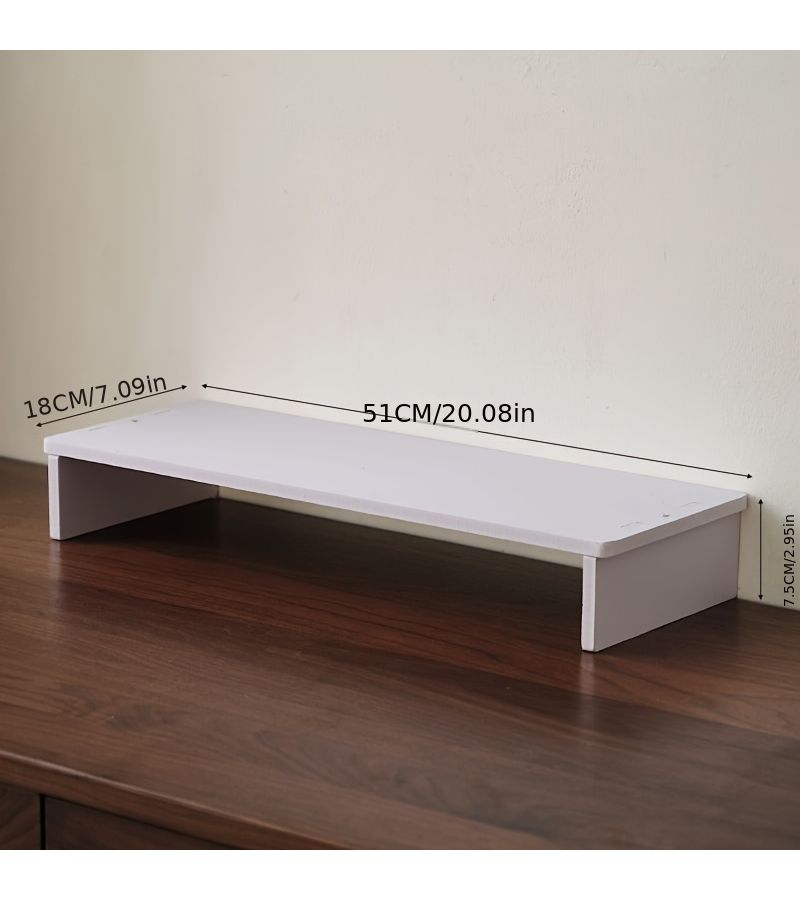 White Lift Frame Desktop Computer Stand with Storage Box Desk Organizer for Students Suitable for Monitors and Laptops - Image 2