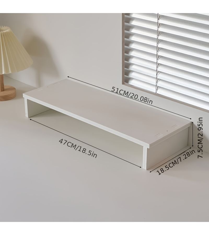 White Lift Frame Desktop Computer Stand with Storage Box Desk Organizer for Students Suitable for Monitors and Laptops - Image 5