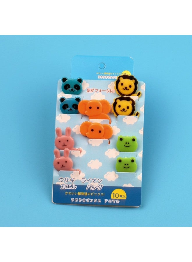 Cute Animal Cartoon Fruit Fork Household Food Grade Safety Fruit Sign Children Baby Special Fruit Sign Wholesale-Specifications:10pc Fruit Fork/elephant Cardboard  - Image 1