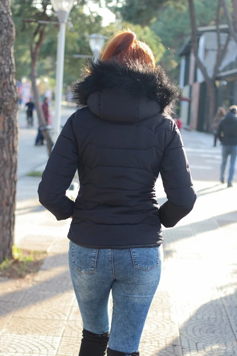 باربورا Women's Daily Fur Puffer Coat TR807BLACK