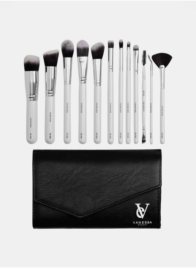 VANESSA MAKEUP - Set of 12 - Make Up Brush with Pouch - Image 1