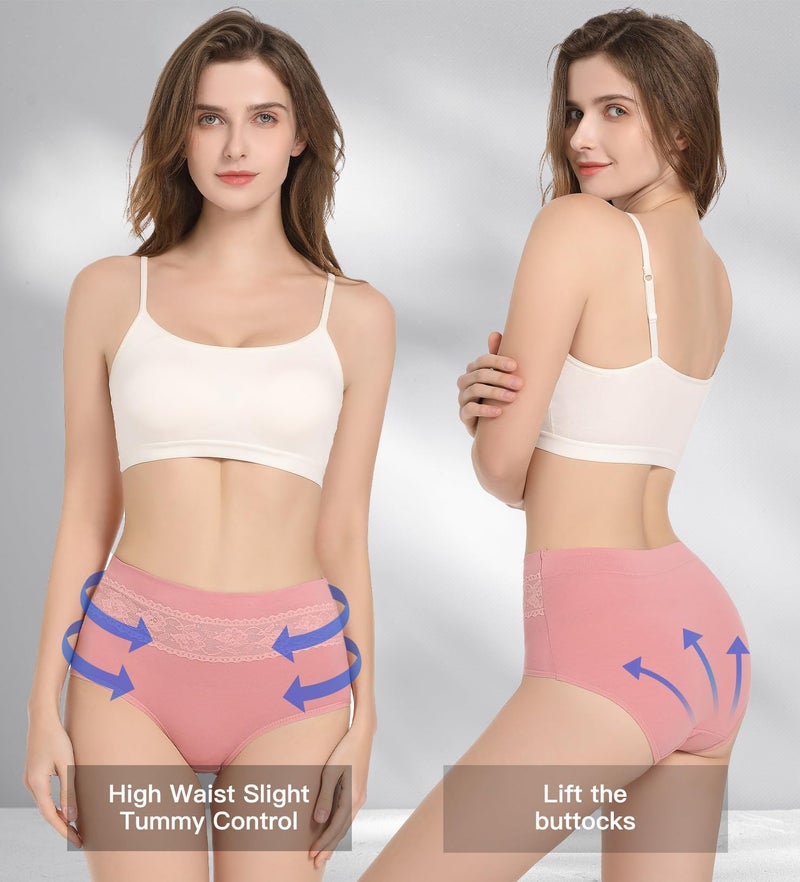 HAVVIS Women's Briefs Underwear Cotton High Waist Tummy Control Panties Rose Jacquard Ladies Panty Multipack (Brief 06-5 Pack - Assorted Colors, X-Large) - Image 5