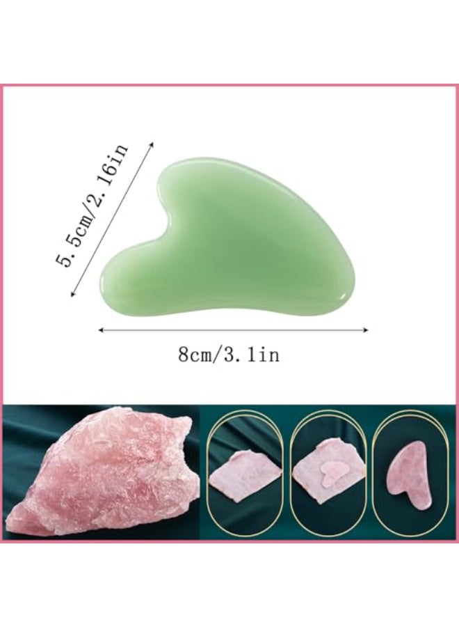 YAMHOHO Gua Sha Jade Stone Gua Sha Massage Tool Guasha Tool for Face and Body Skin Massage Tools for SPA Acupuncture Pink Stone for Body Face Neck and Eye Skin Care Gift for Woman - Image 3