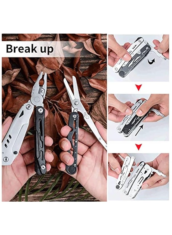 Traveler Multitool Pocket Knife, Multitool Pocket Tool, Tactical Multi Tool Set with Pliers, Folding Knife, Scissors, Bottle Opener, Screwdriver Bits, Fire Starter, Strap Clip Bag, for Camping Hiking  - Image 2