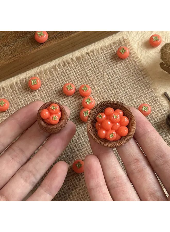 5 Mini Realistic Brown Persimmon Toy Food Models For Dollhouse Diorama Decor - Image 5