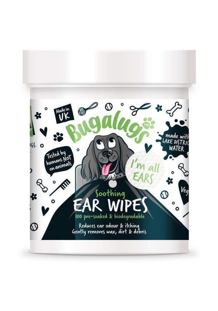 Bugalugs Soothing Biodegradable Ear Wipes for Dogs - 100WIPES