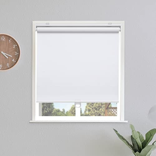 Sunoff Blackout Roller Shades Blinds Cordless for Windows Pull Down Room Darkening Door Blinds with Thermal Insulated Easy to Install for Living RoomBedroomHomeOffice Bathroom White 34 W x 72 H
