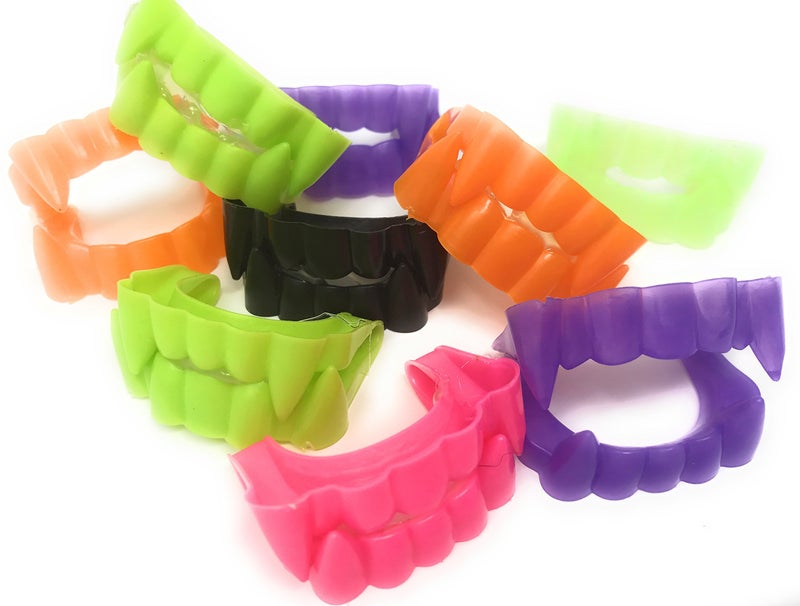 Funiverse Bulk 144 Vampire Teeth Halloween Fangs  Deluxe Assorted Colors GlowintheDark Black Purple Green Hot Pink Orange for Costumes Parties  Trick or Treat - Image 2