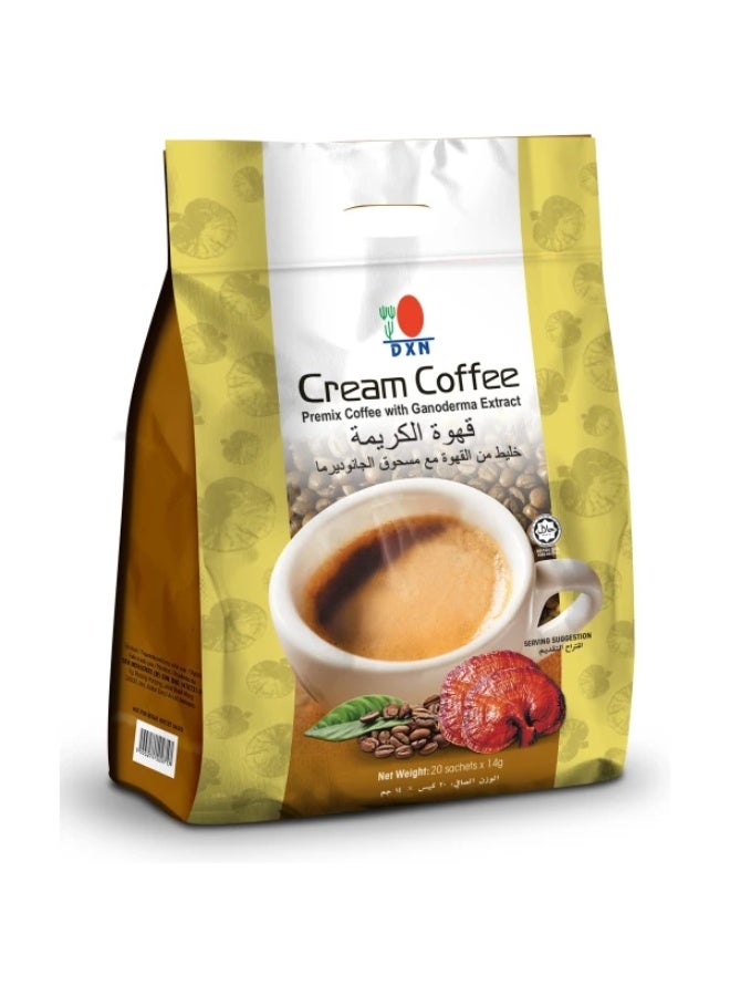 قهوة كريمية من DXN مع مستخلص الجانوديرما 20 × 14 جم