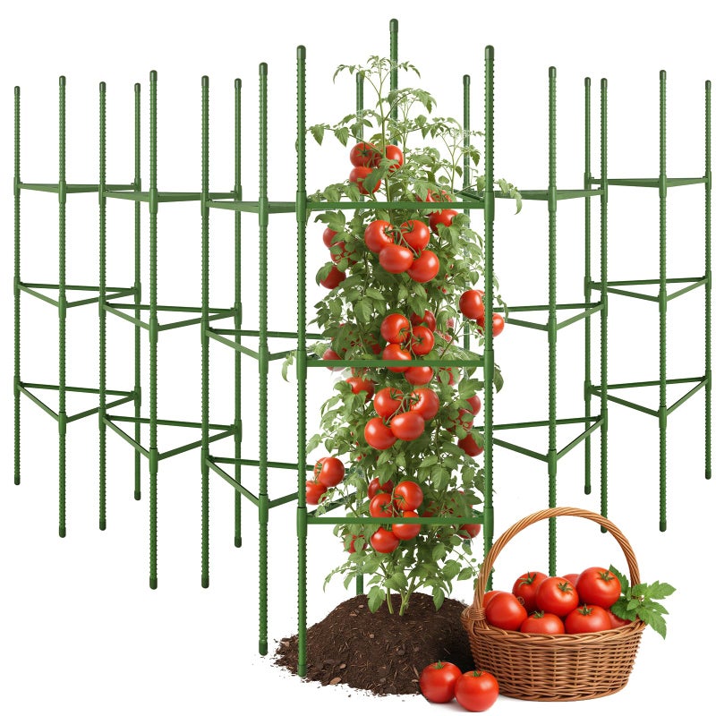 CEWOR Tomato Cage - 6 Pack Tomato Cages for Garden, 51.2inch Tall Tomato Trellis Triangle Stakes for Climbing Plants Outdoor, Plant Support Cages Structure for Pots, Raised Garden Bed, Vegetables - Image 1